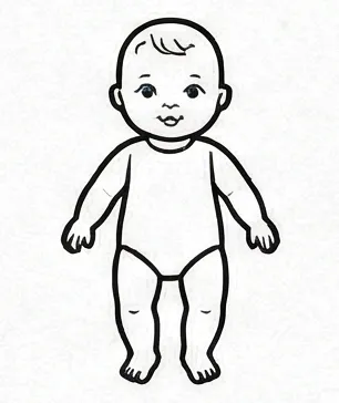 a drawing of a baby doll.webp